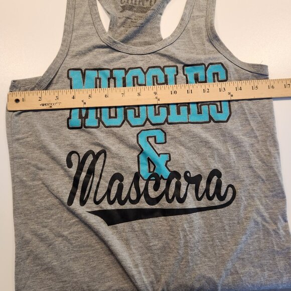 Chin Up Muscles & Mascara Tank Top Racerback Workout Gym‎ Activewear Small - Picture 6 of 7